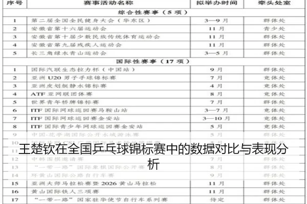 王楚钦在全国乒乓球锦标赛中的数据对比与表现分析